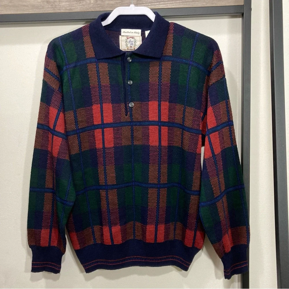 Vintage Plaid Wool Blend Grandpa Sweater - Picture 5 of 10